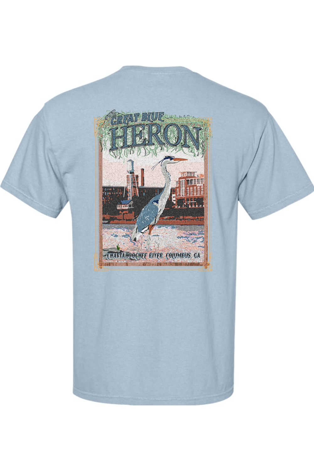 Great Blue Heron - Adult Comfort Colors Short Sleeve Pocket Shirt