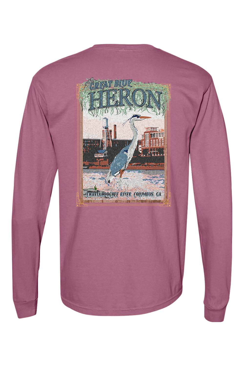 Great Blue Heron - Adult Comfort Colors Long Sleeve Pocket T-Shirt