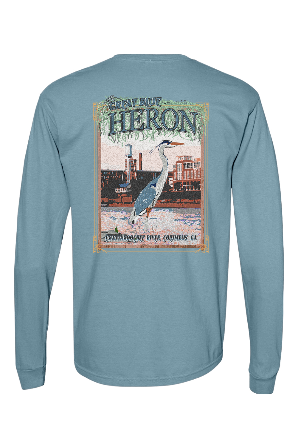 Great Blue Heron - Adult Comfort Colors Long Sleeve Pocket T-Shirt