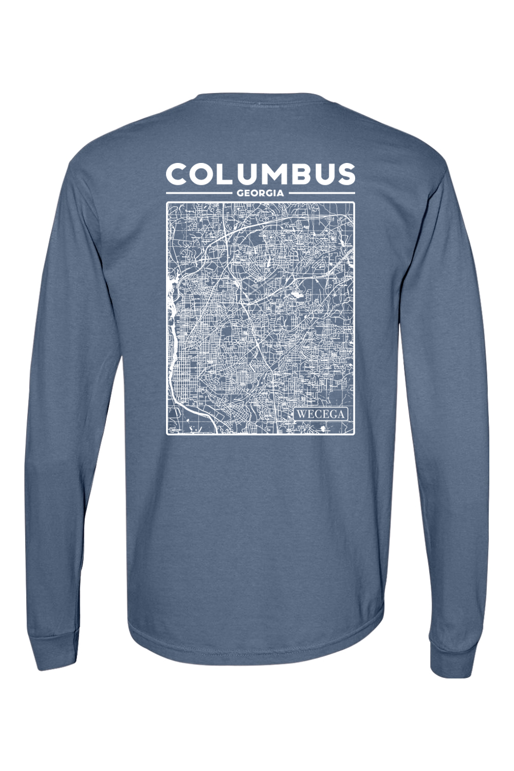 Columbus Map - Adult Comfort Colors Long Sleeve Pocket T-Shirt