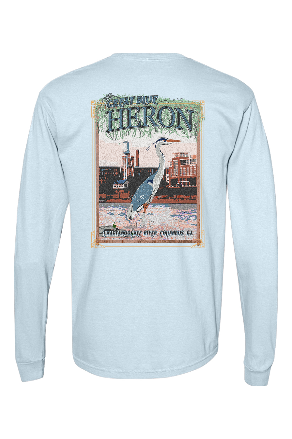 Great Blue Heron - Adult Comfort Colors Long Sleeve Pocket T-Shirt
