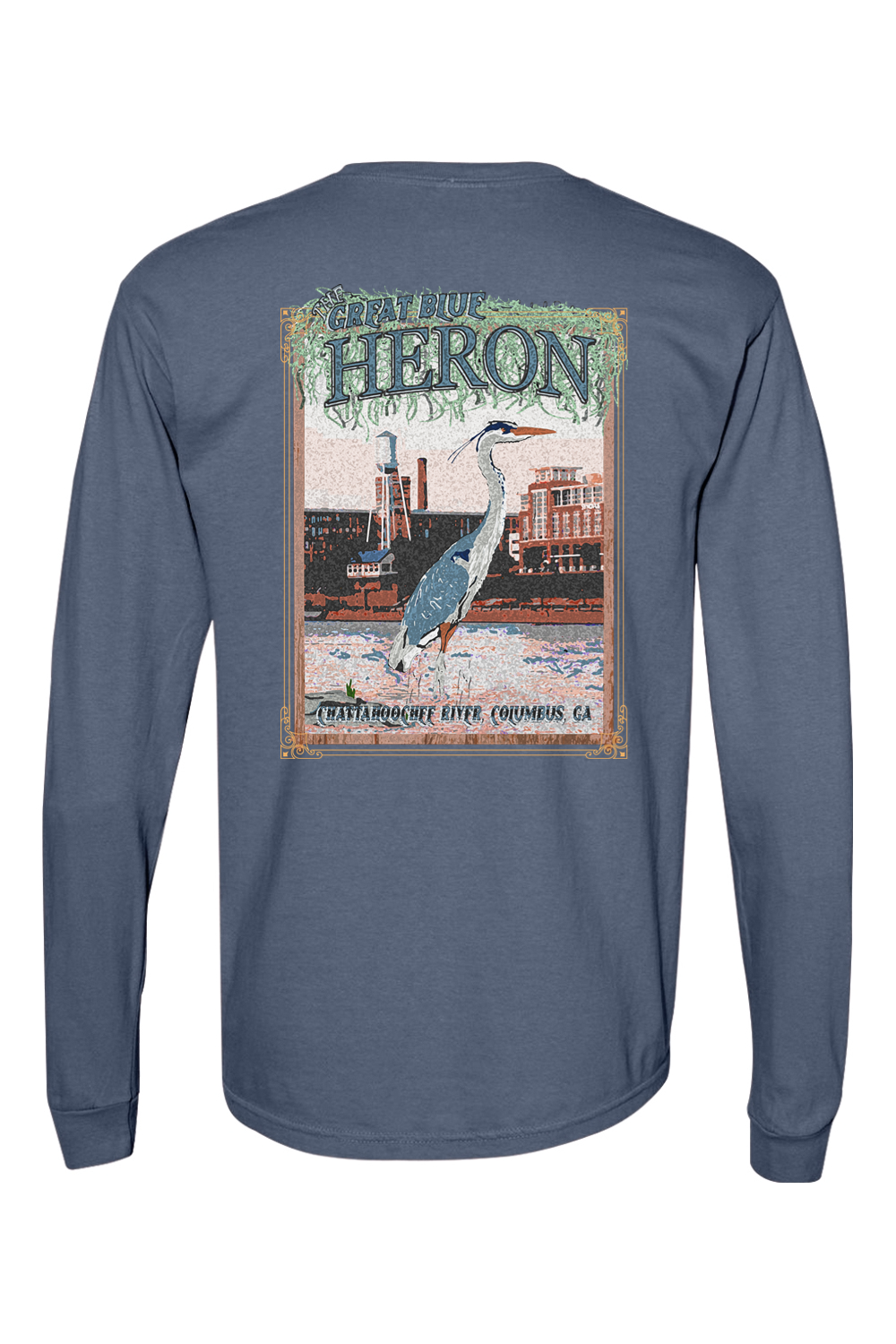 Great Blue Heron - Adult Comfort Colors Long Sleeve Pocket T-Shirt