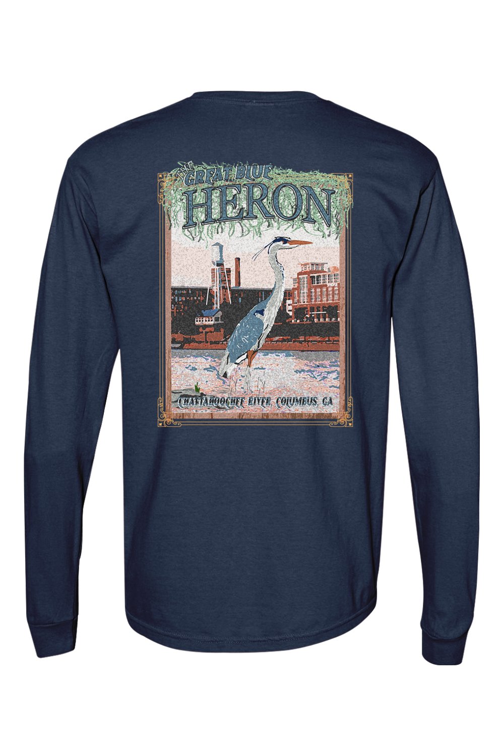 Great Blue Heron - Adult Comfort Colors Long Sleeve Pocket T-Shirt